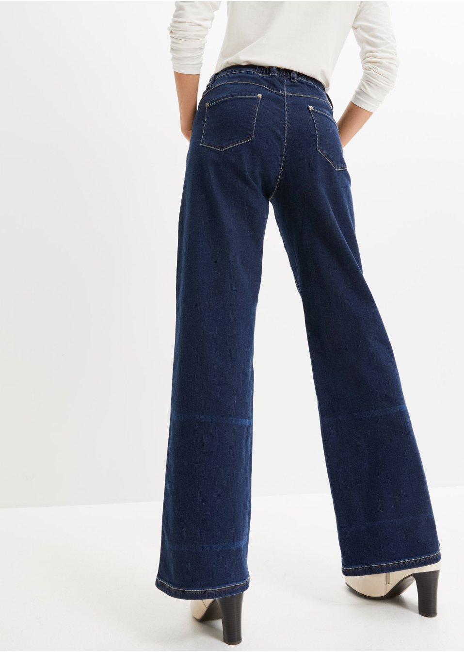 Jean extensible avec taille confortable, jambes extra larges