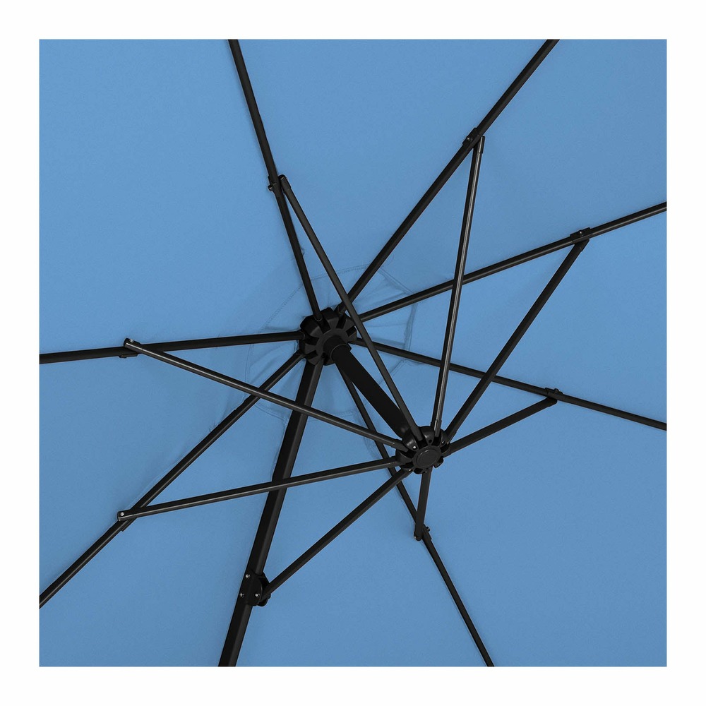 Parasol déporté rond diamètre 300 cm inclinable et pivotant bleu
