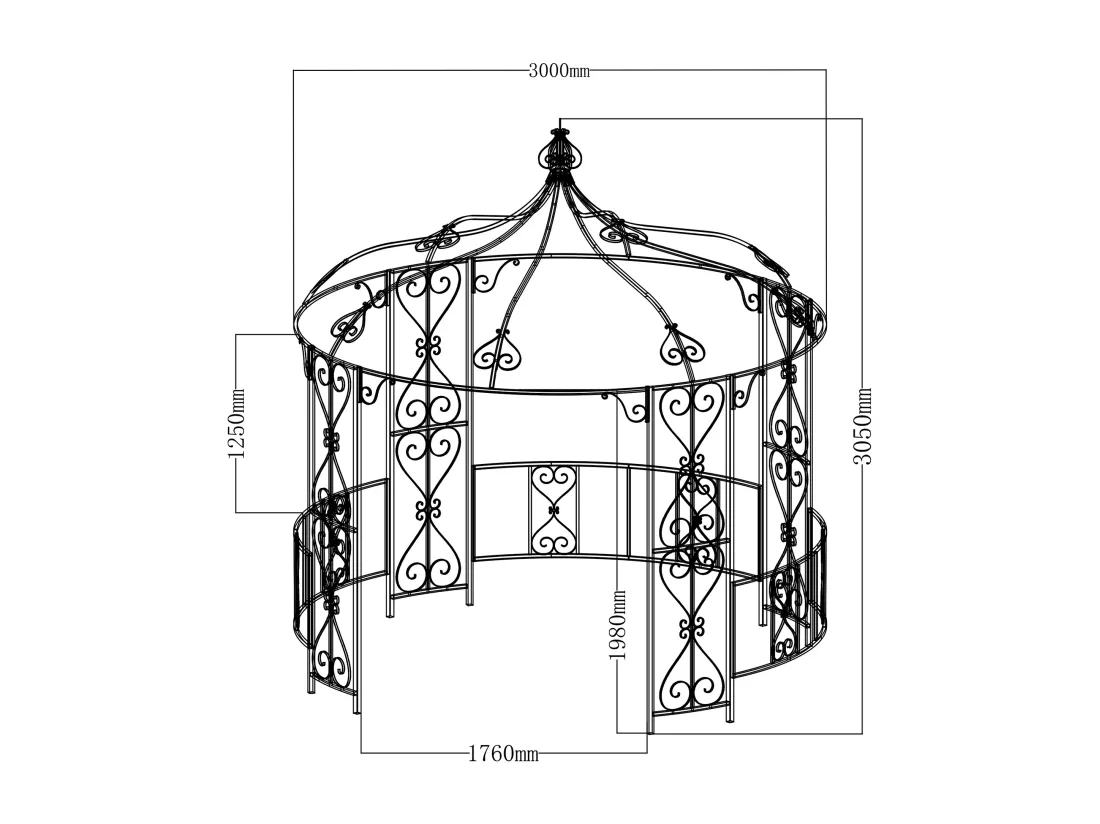 Kiosque de jardin en métal façon fer forgé D300 x H305 cm - Vert - TILCARA