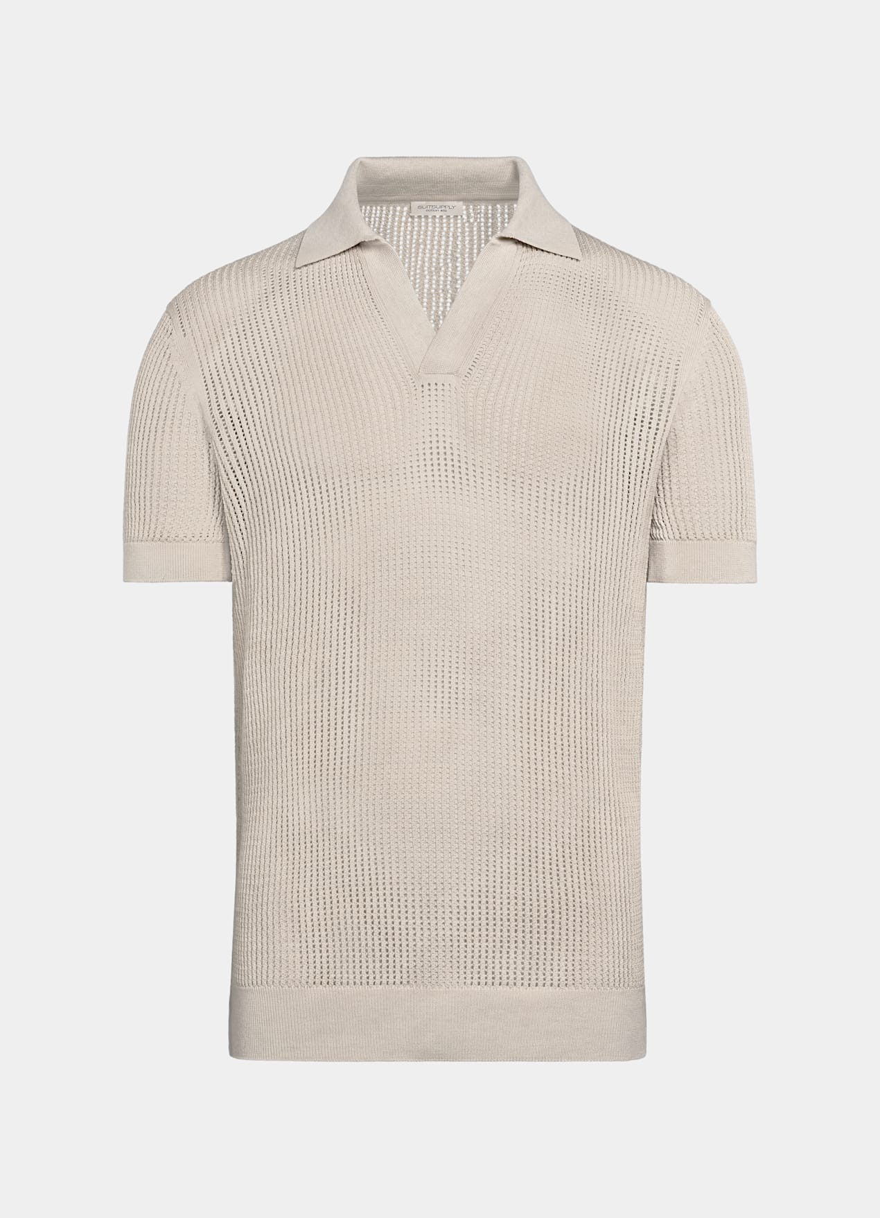 Polo crochet sans boutons sable