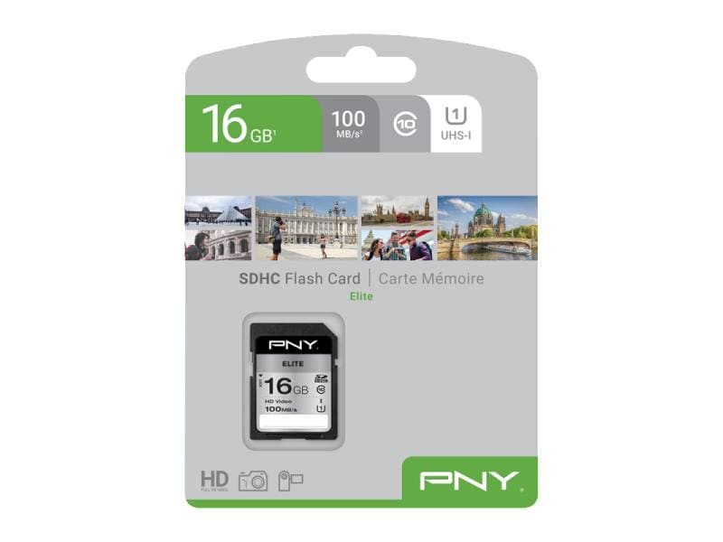 PNY SDHC-Karte Elite UHS-I U1 16 GB SD-Karte, Class 10 U1 UHS-I, 16 GB