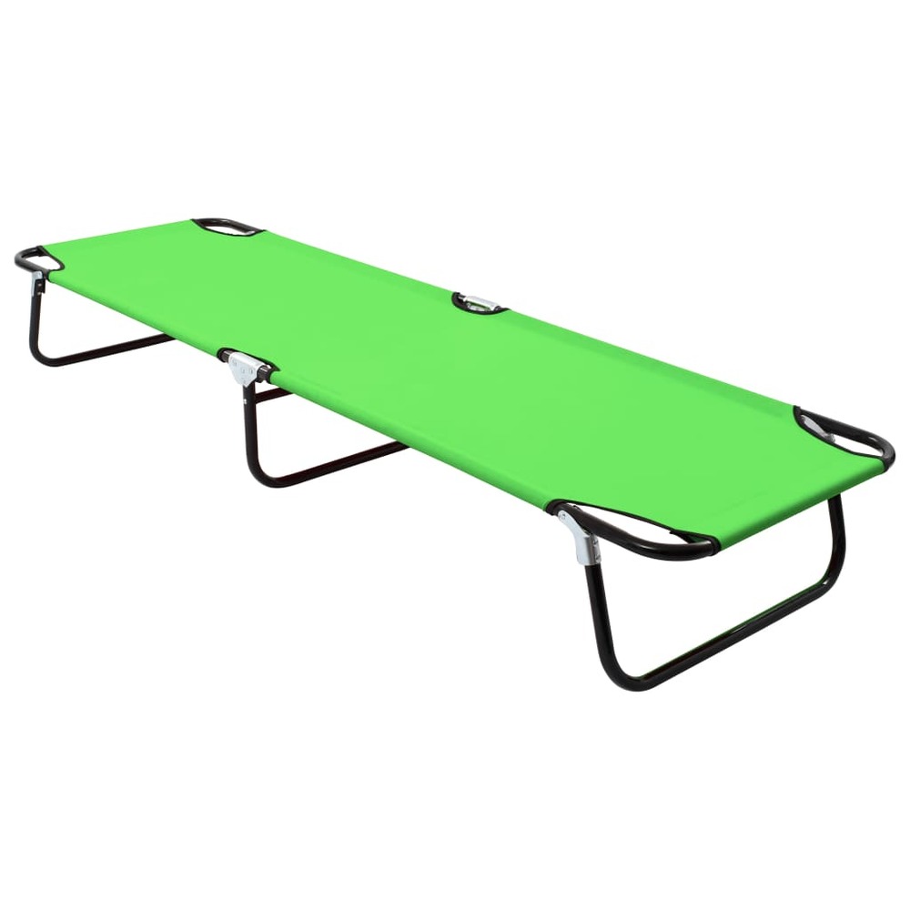 Transat chaise longue bain de soleil lit de jardin terrasse meuble d'extérieur pliable acier vert