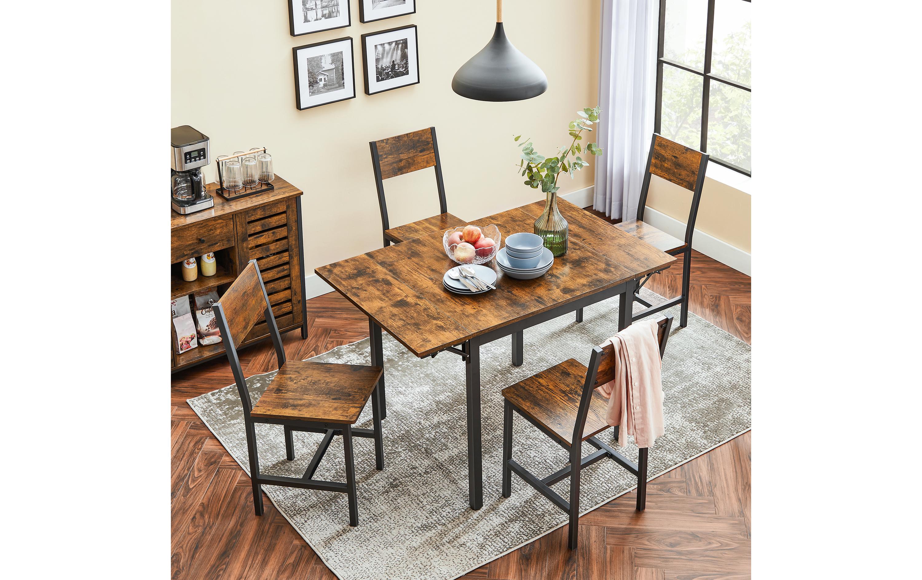Tisch für 4 Personen 120 x 76.2 cm, Braun/Schwarz<br>Aufklappbarer Küchentisch