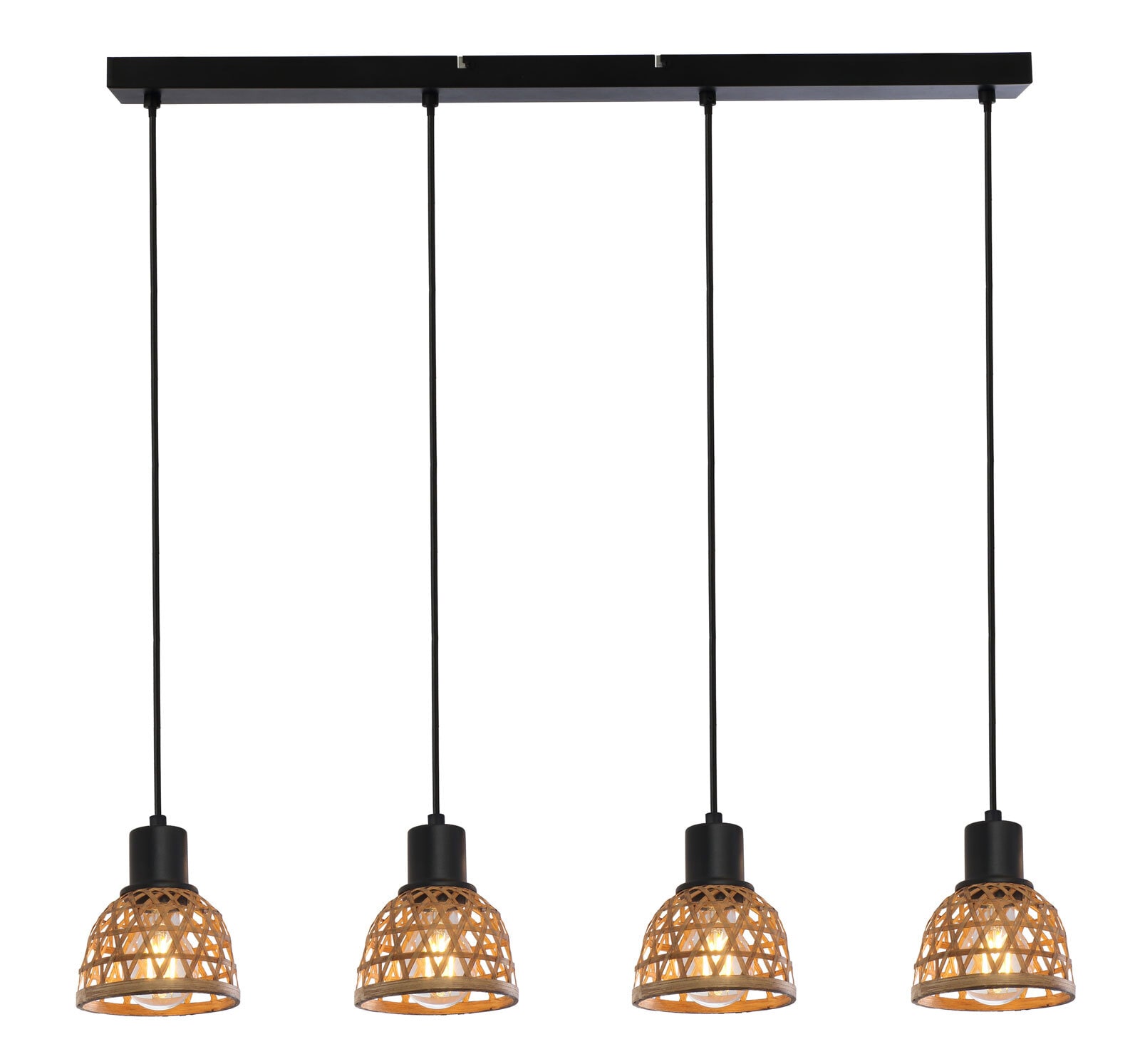 WENNA Pendellampe braun, schwarz 54053-4, B/H/T: 72 x 120 x 13 cm, Metall, Holz
