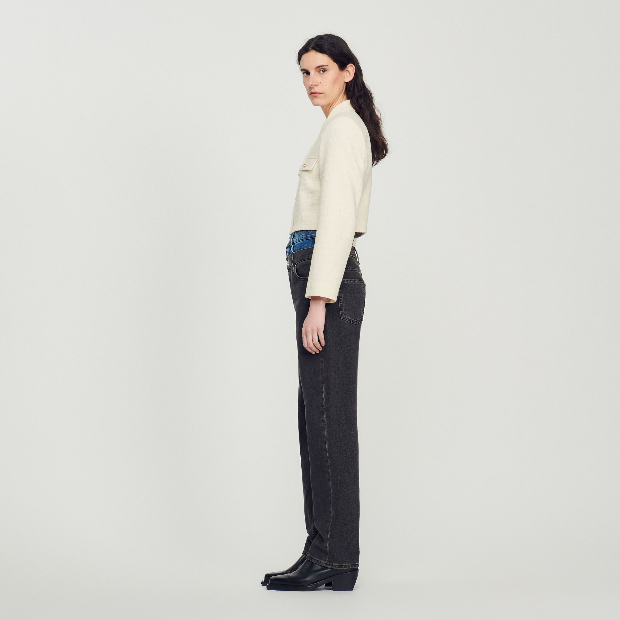 Veste courte boutonnee en tweed