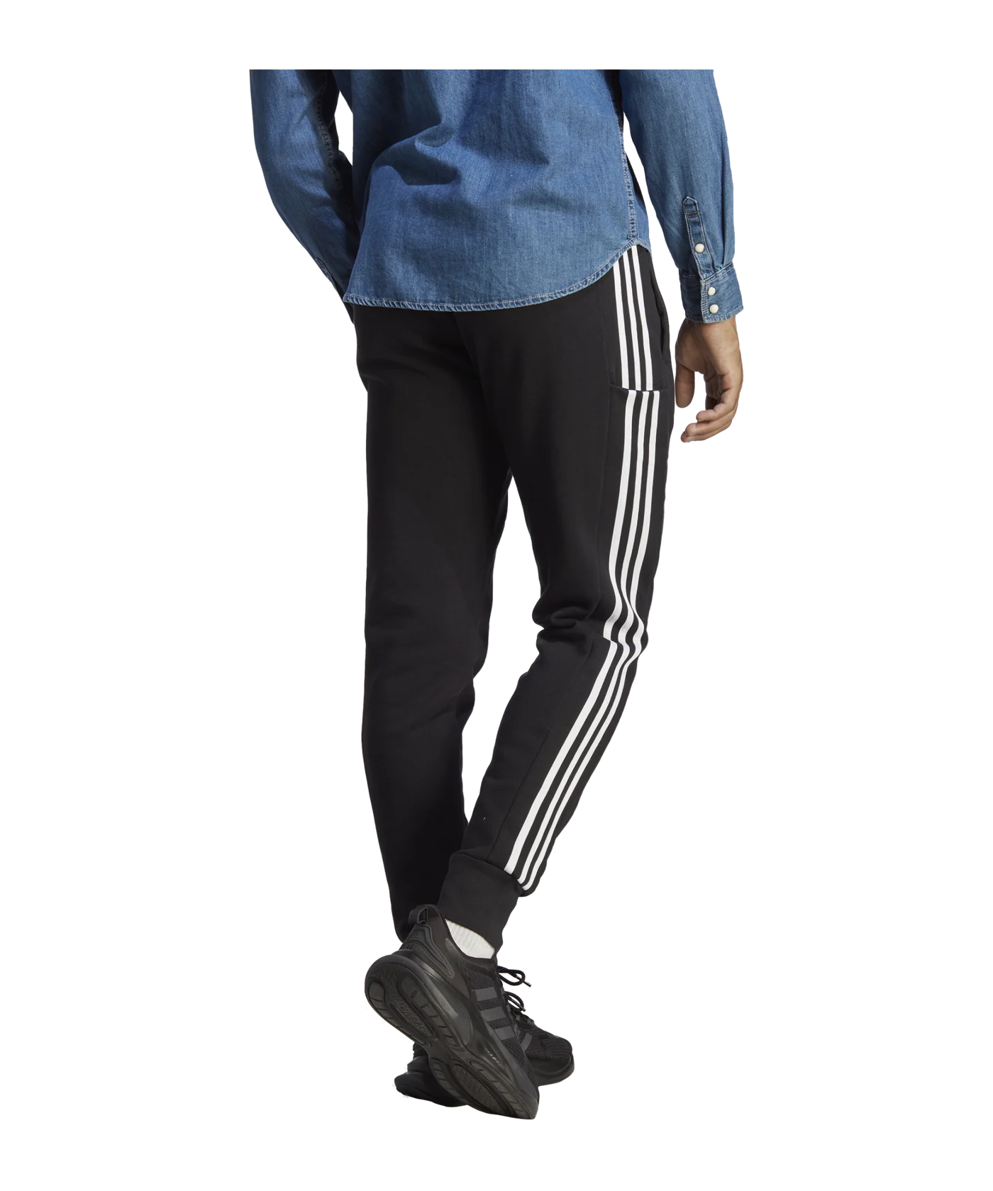 adidas Essentials French Terry Tapered Cuff 3-Stripes Pan Black