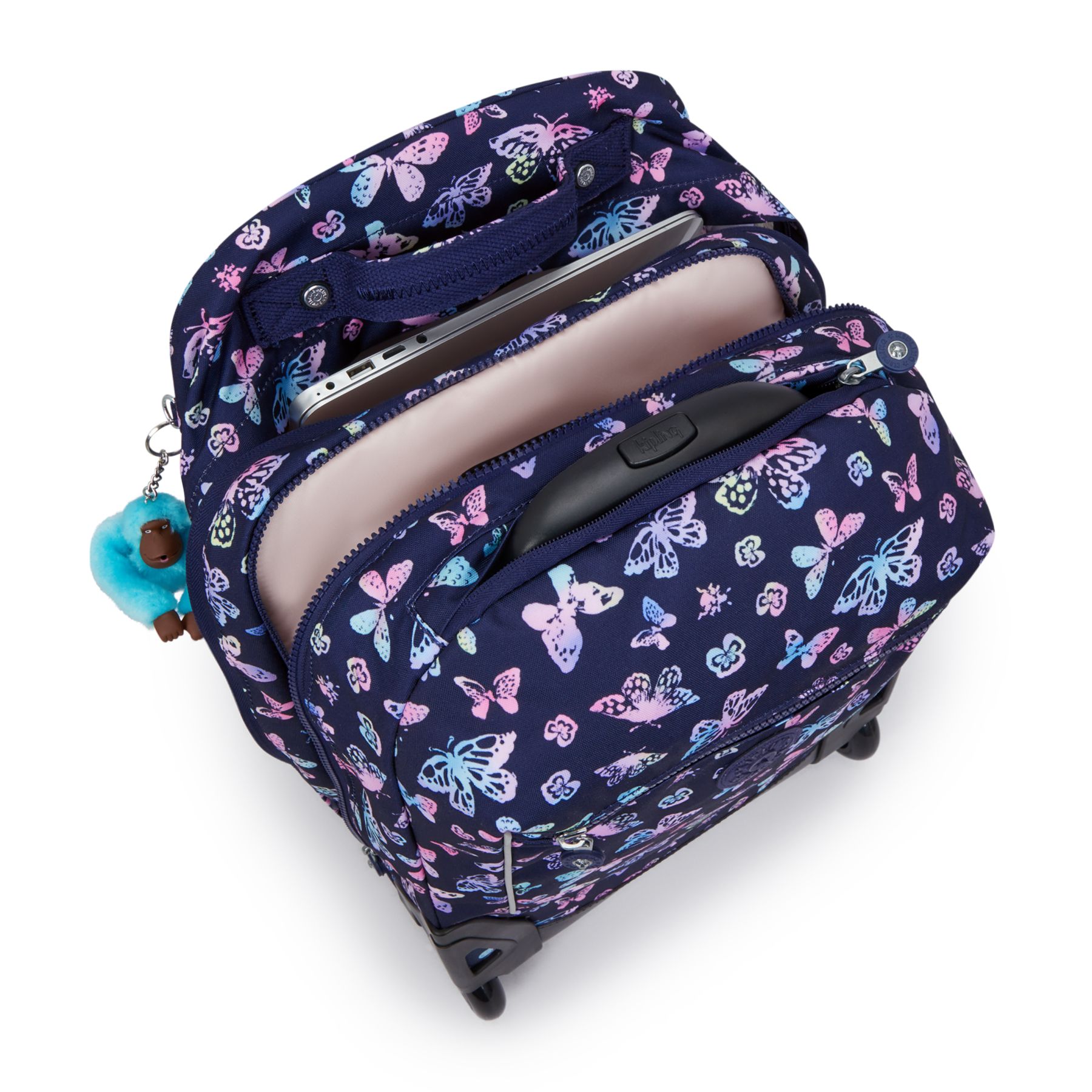SARI Grand sac à dos à roulettes pour enfants avec compartiment pour ordinateur - Butterfly Fun
