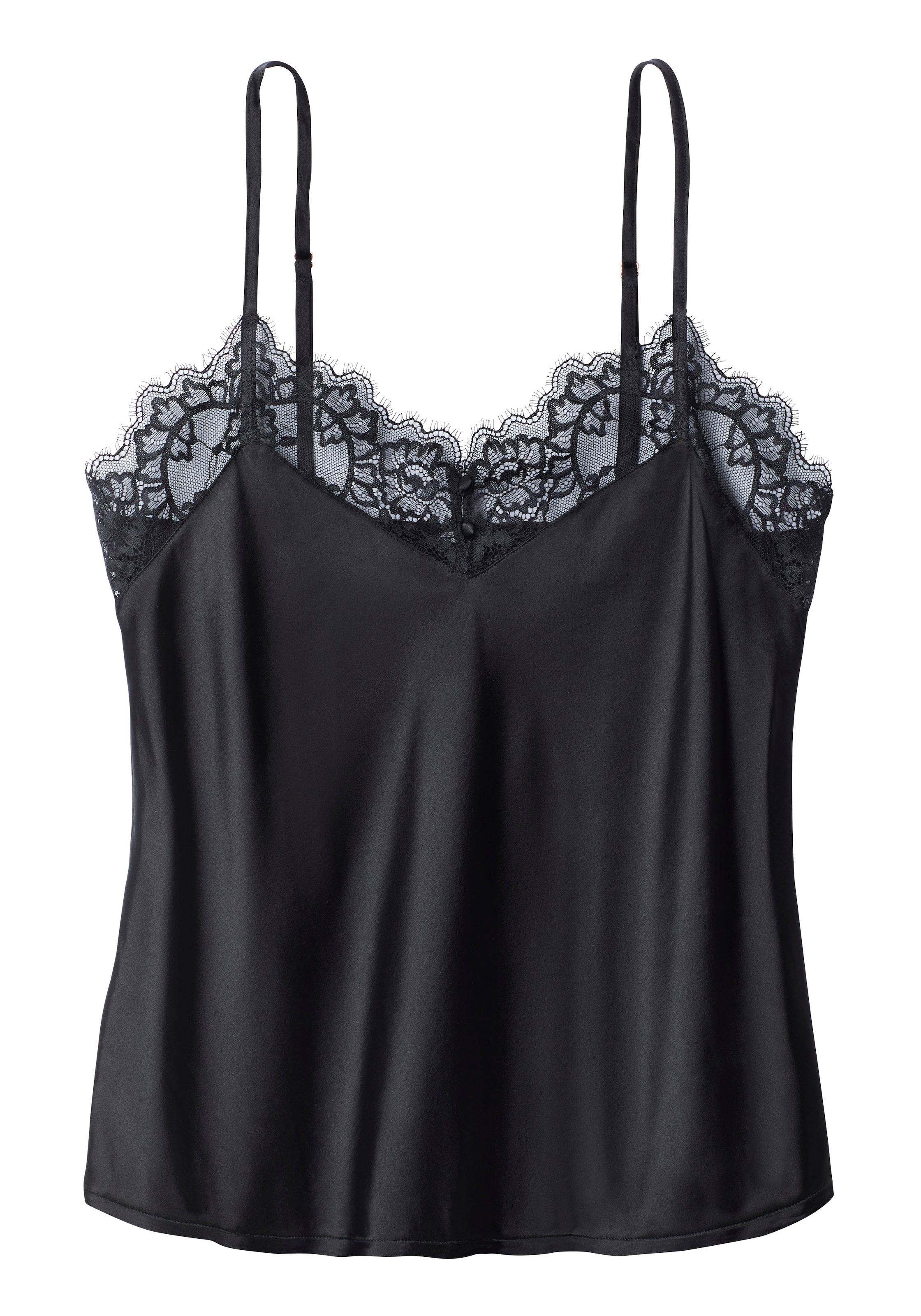 LASCANA Spaghettitop »Alana«, mit hohem Seidenanteil und edler Spitze, Dessous