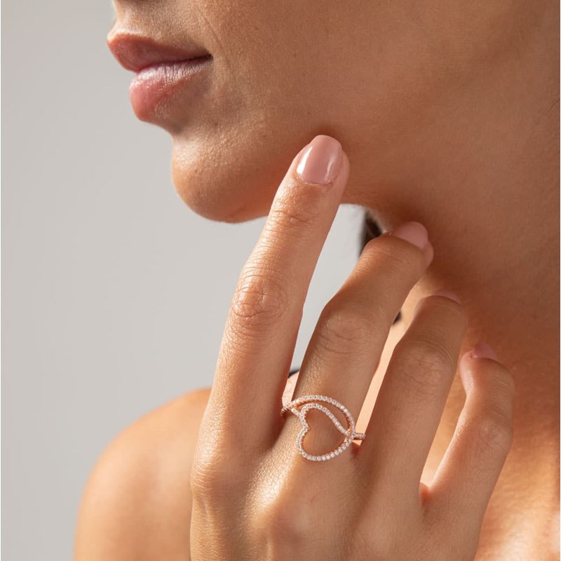 Bague Argent Coeur Enlacé Rhodié
