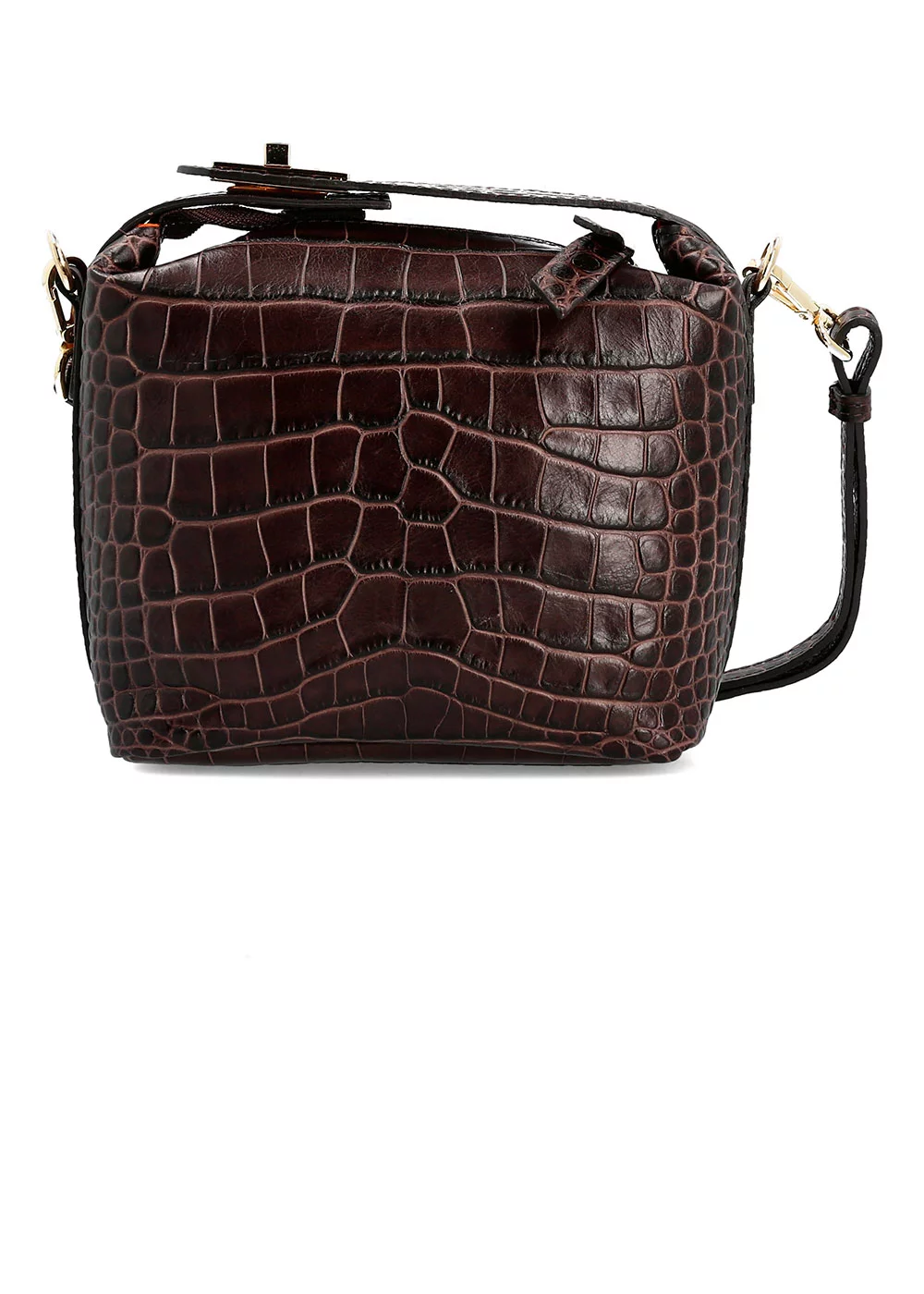 MINI SAC FERMOIR WILLIS CROCO MARRON