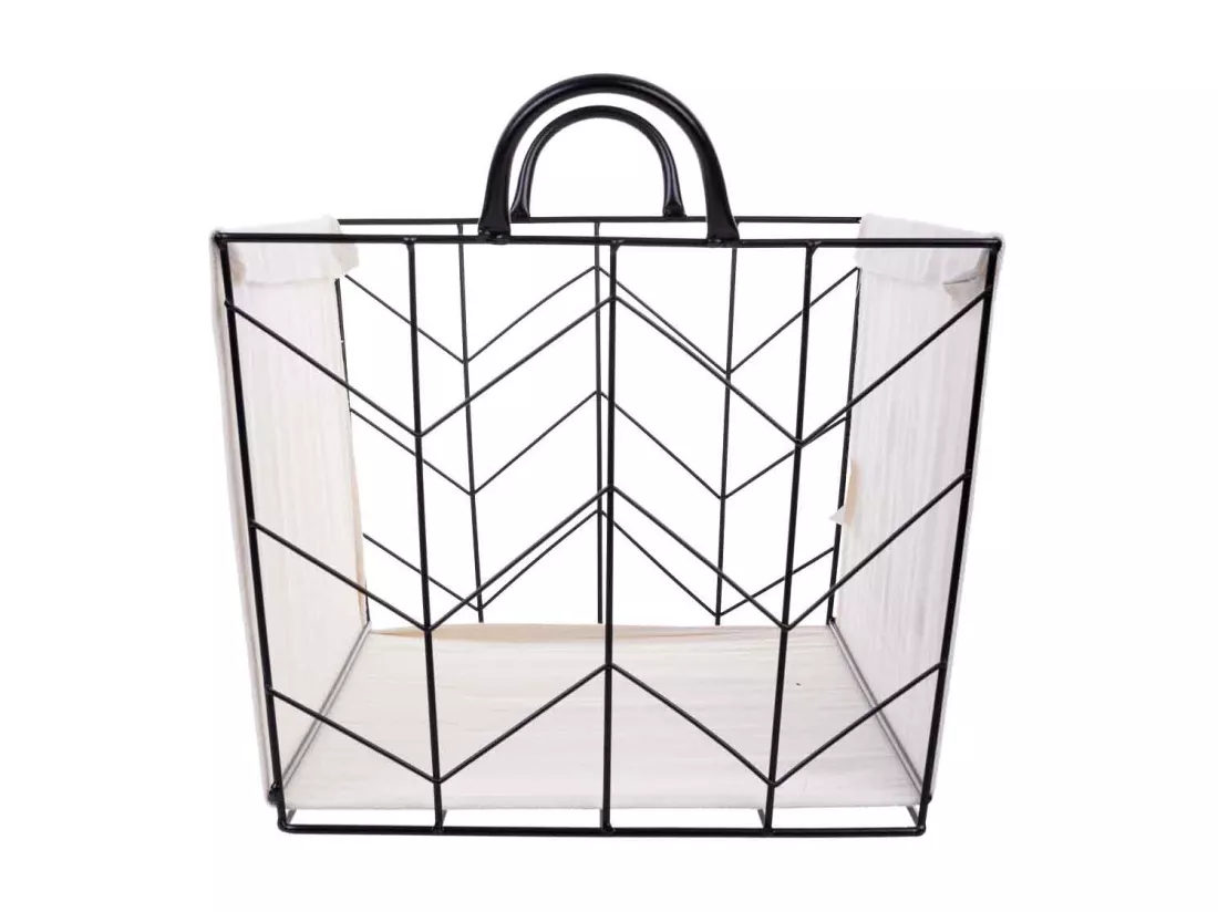 Panier de rangement en métal et tissu 45x33x26/32