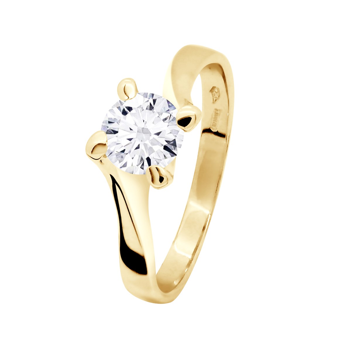 Solitaire Diamant 0,50 Cts 4 Griffes Or Jaune 18 Carats