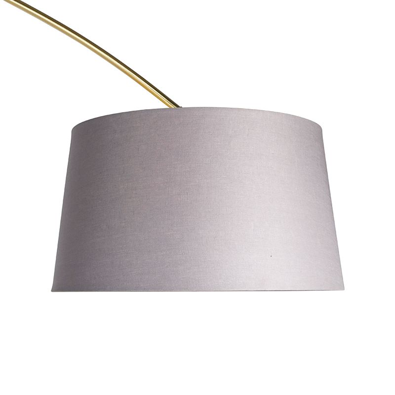 Booglamp messing met marmer en stoffen kap grijs 45 cm - XXL