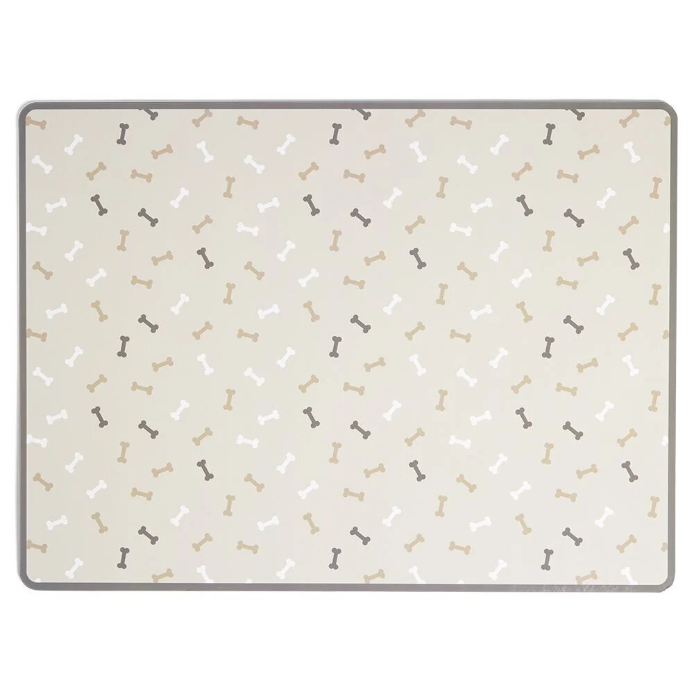 Tapis repose gamelle pour chien plastique imprimé - 43x32cm