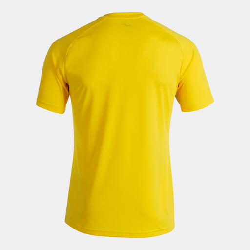 Camiseta Joma Pisa II de manga curta, amarela e preta.