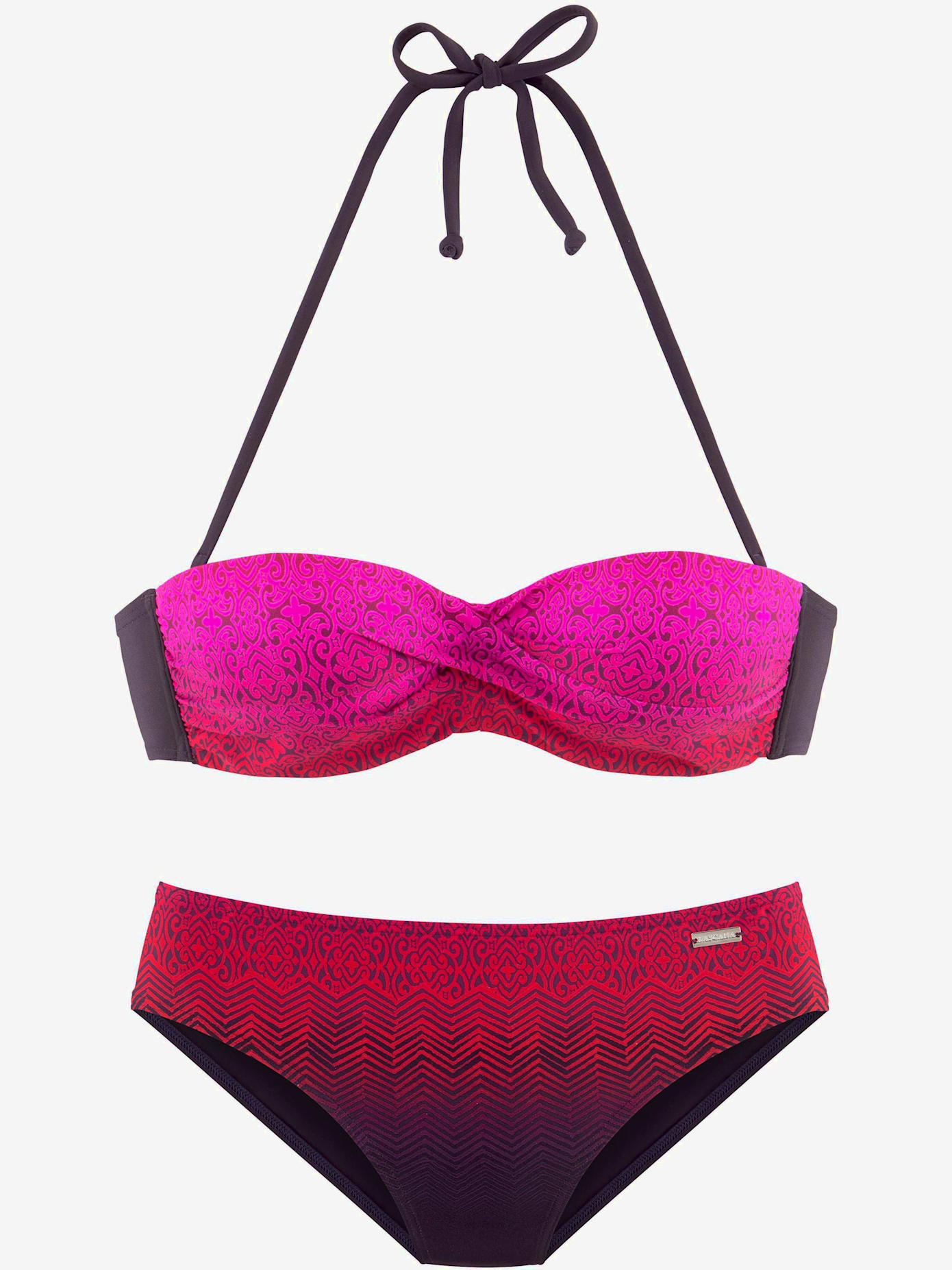 Maillot de bain bandeau à armatures look graphique