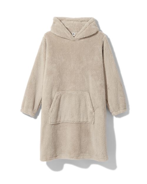 couverture à capuche femme teddy beige