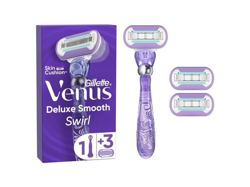 Gillette Venus Rasierer Deluxe Smooth Swirl 3 Stück Damenrasierer mit integriertem Flexiball