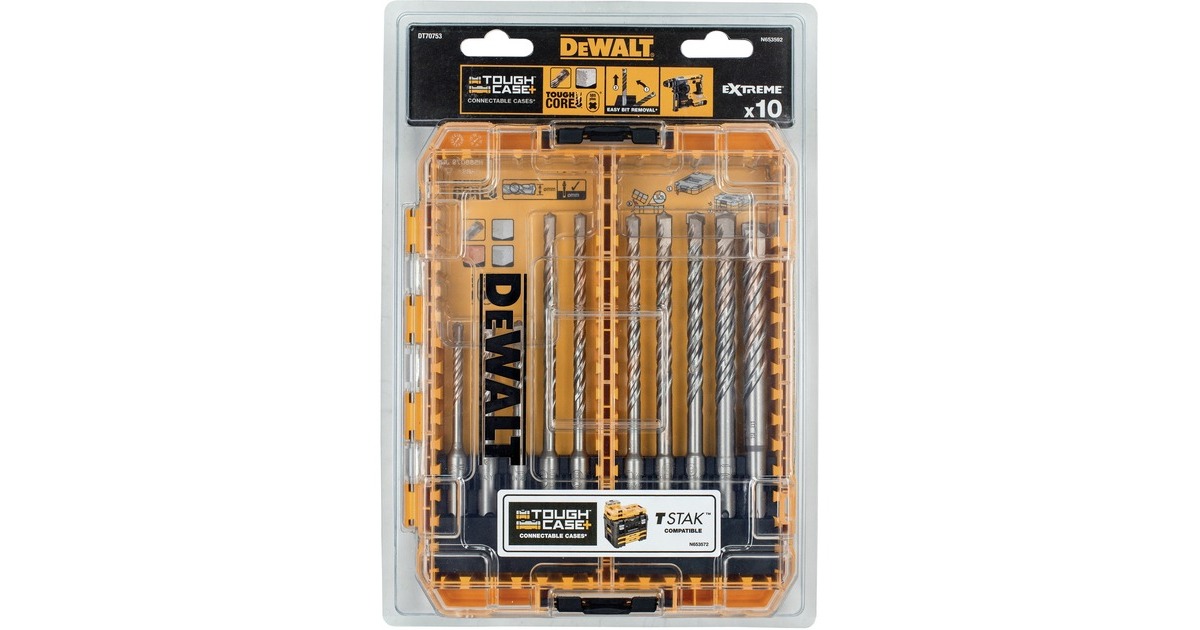 DEWALT10-delig, SDS-Plus boren EXTREME 2 boorset  (Tough case)
