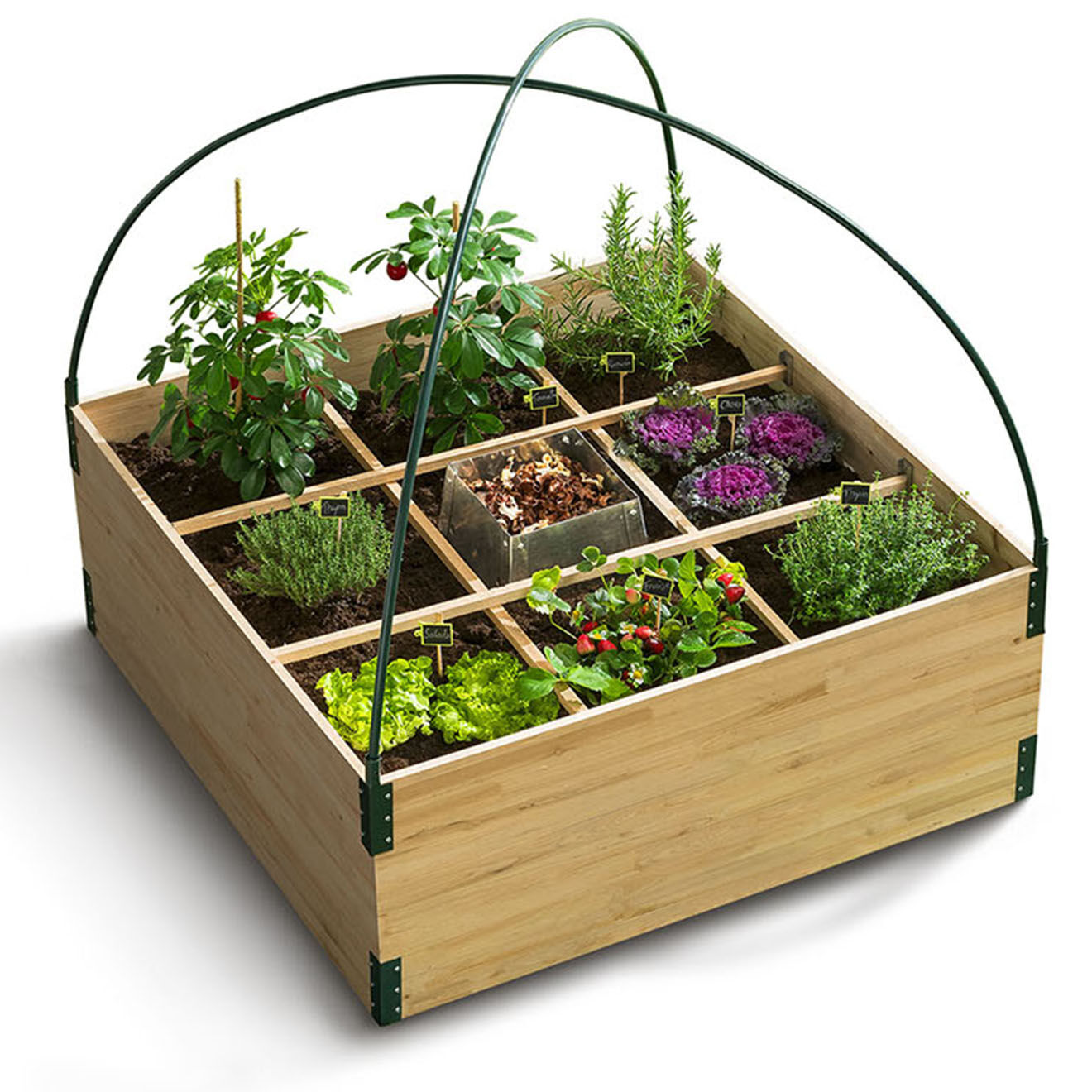 Pratik Garden Serre-potager avec composteur bois/vert