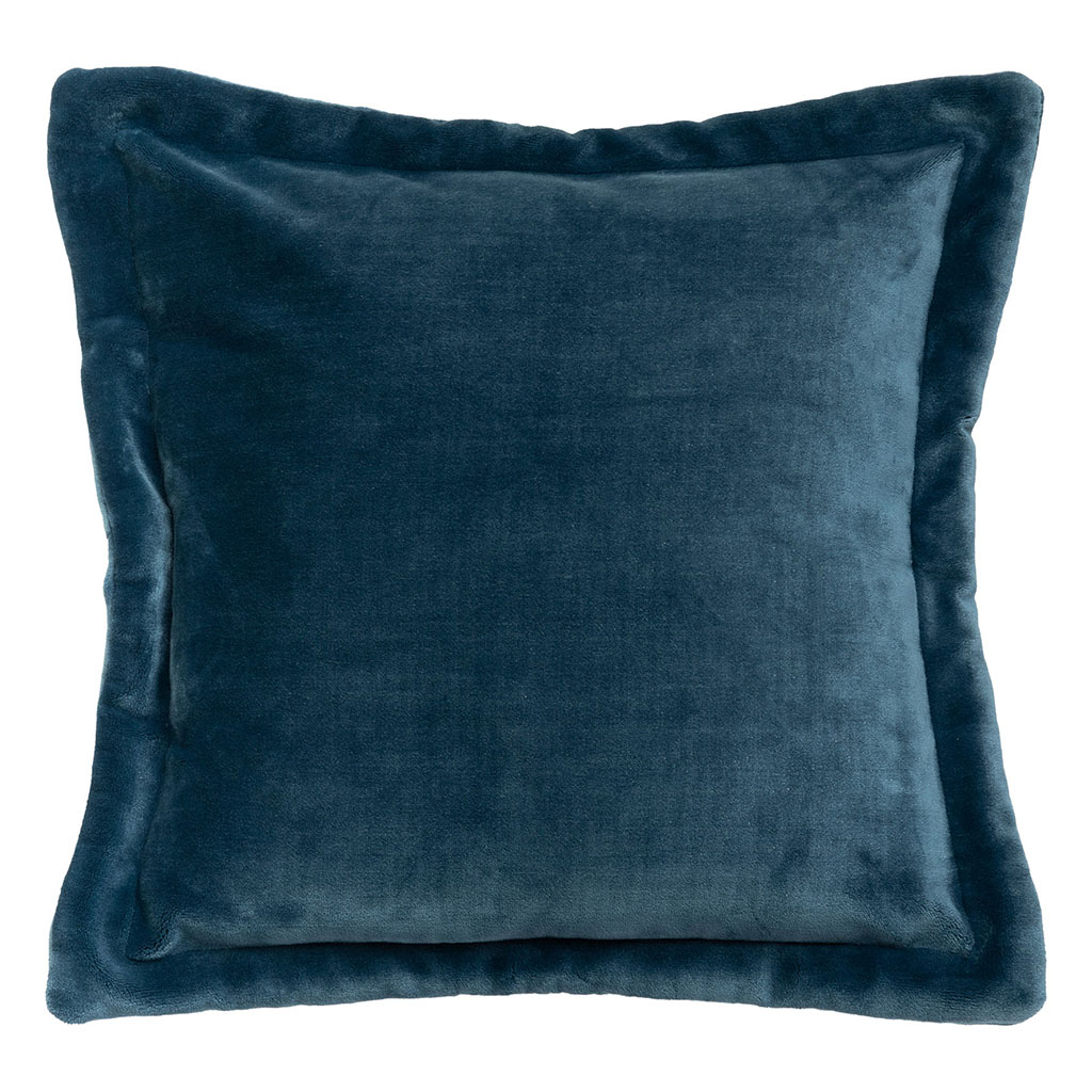 Coussin Cuddly velours bleu 53x53cm