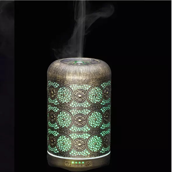 (200ml) Orientalischer Luftbefeuchter Aroma Öl Diffuser mit LED Beleuchtung - Bronze