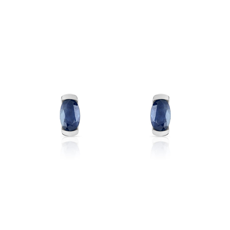 Boucles d'oreilles or 750 blanc saphirs ovales
