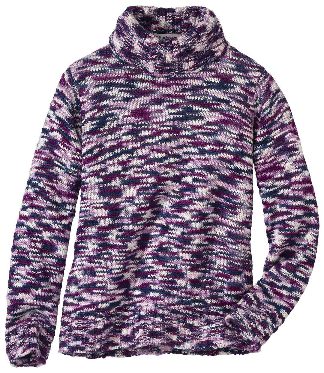 Pull Tricot Chiné à Col Roulé