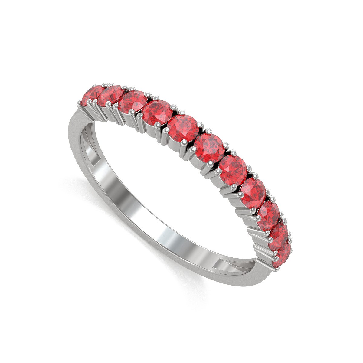 Bague ADEN Or 585 Blanc Rubis 1.64grs