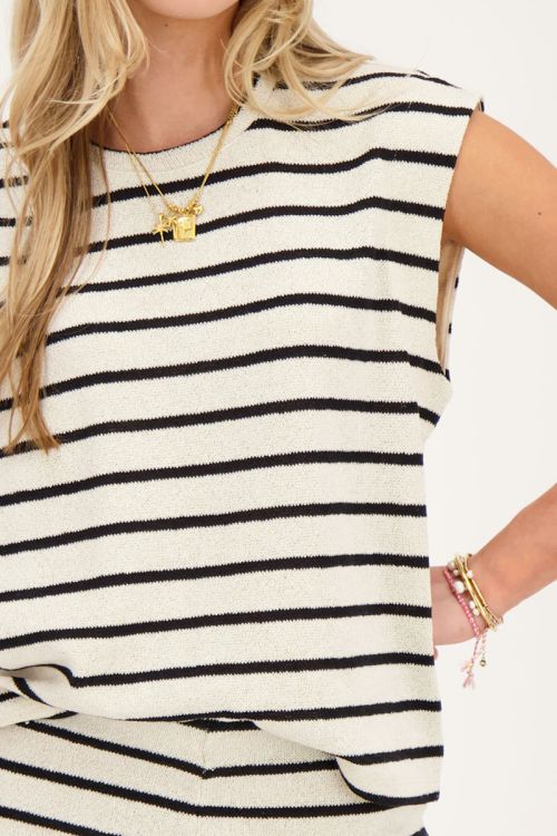 Zwart-beige gestreepte muscle top