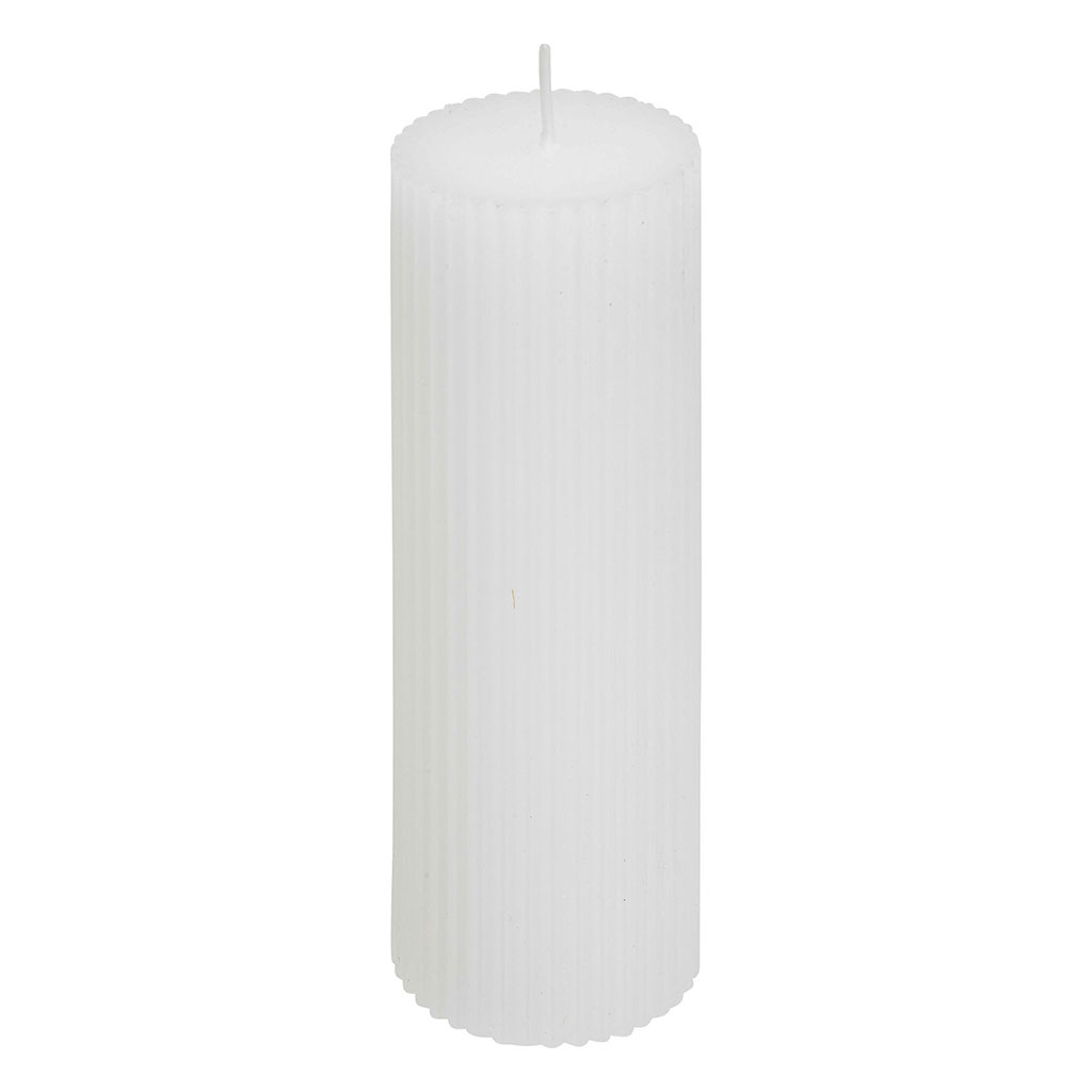 Bougie ronde cannelée blanche D 5x14cm