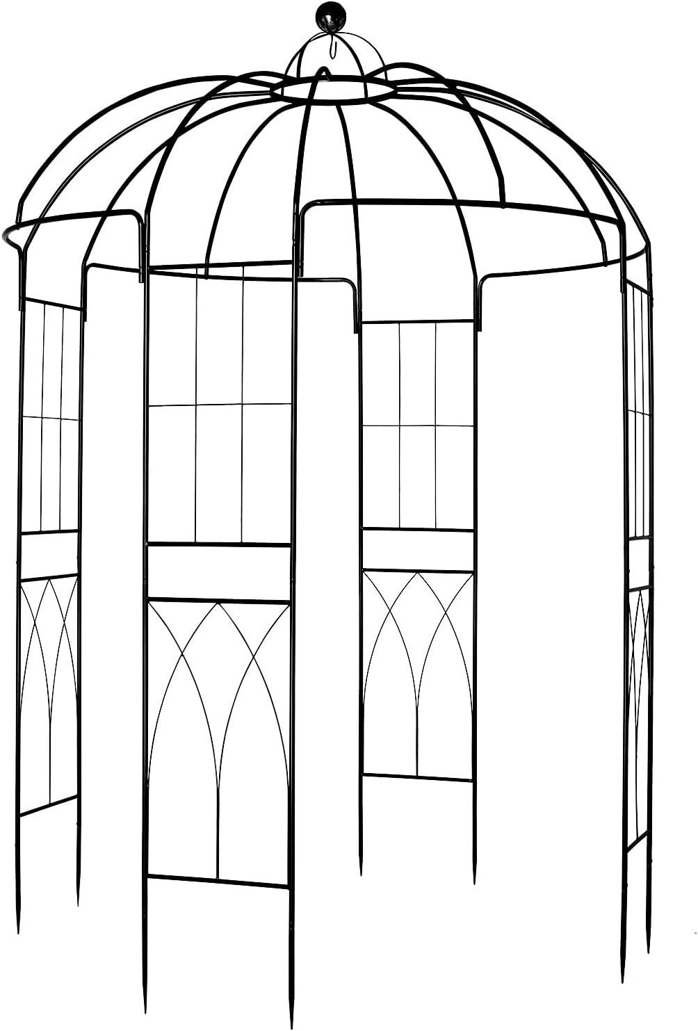 LEADZM Rosenbogen aus Metall stabil – 270 x 207 x 207 cm – Rankhilfe für Kletterpflanzen, Terrassen & Patios – Rostfrei & Wetterfest – Schwarz