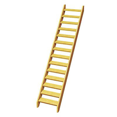 Escalier droit bois Normandie l.74,5 cm 14 marches sapin Kordo