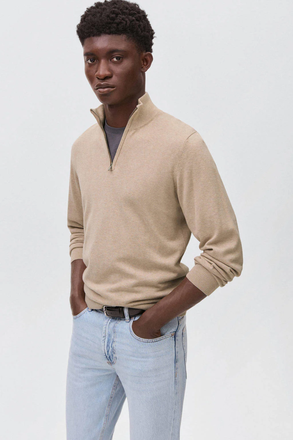MANGO TEEN trui beige fijn gebreid