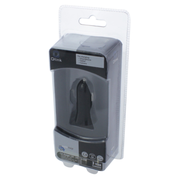 Q-Link Autolader 12V met 2 USB-A zwart