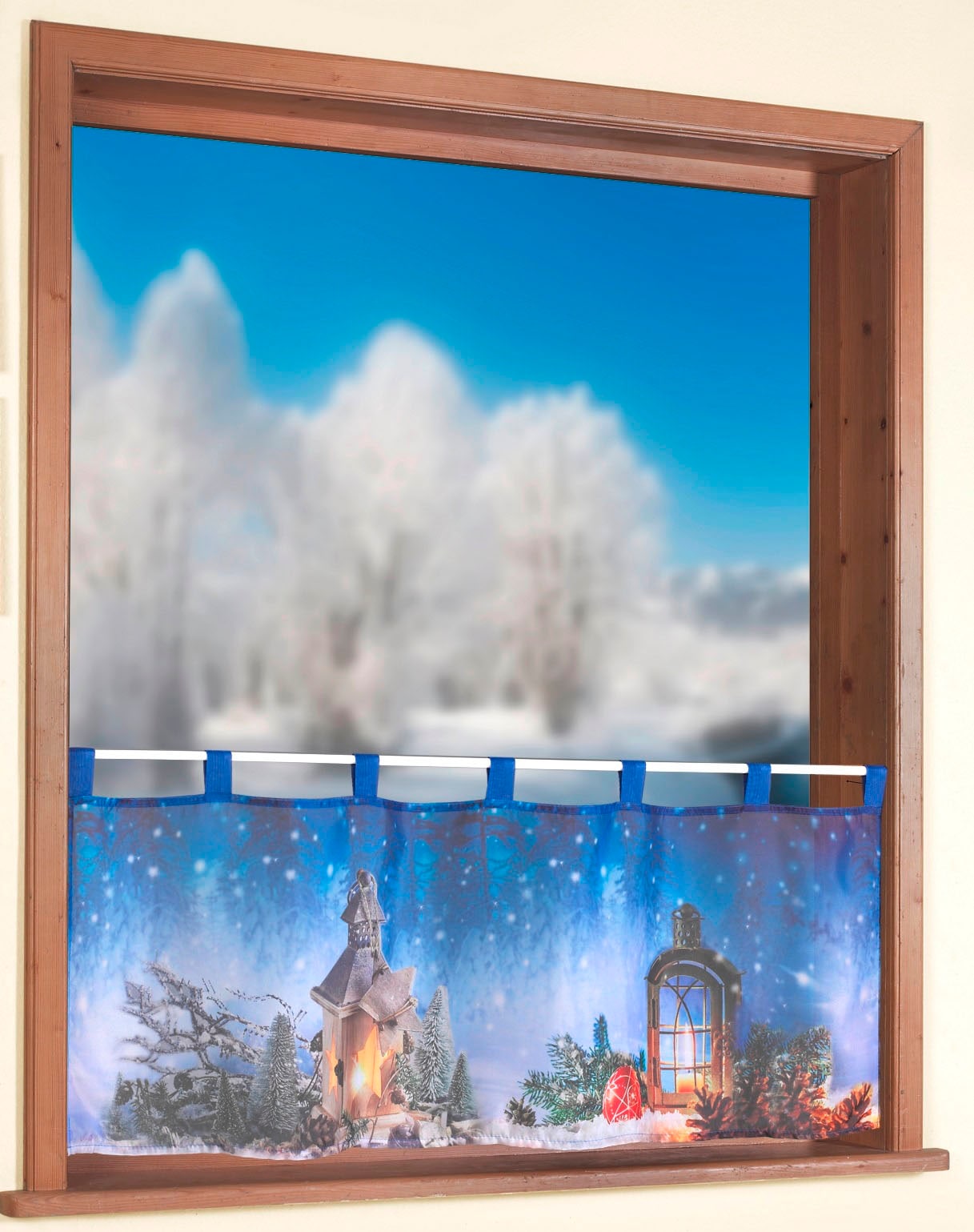 Weckbrodt Scheibengardine »Weihnachtslaterne« Schlaufen 1 Stk. tlg. Bistro, Voile, bedruckt, Weihnachten, HxB 45x120cm, Gardine, Store