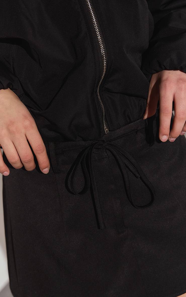 Noir Jupe-short Tissée À Taille Nouée