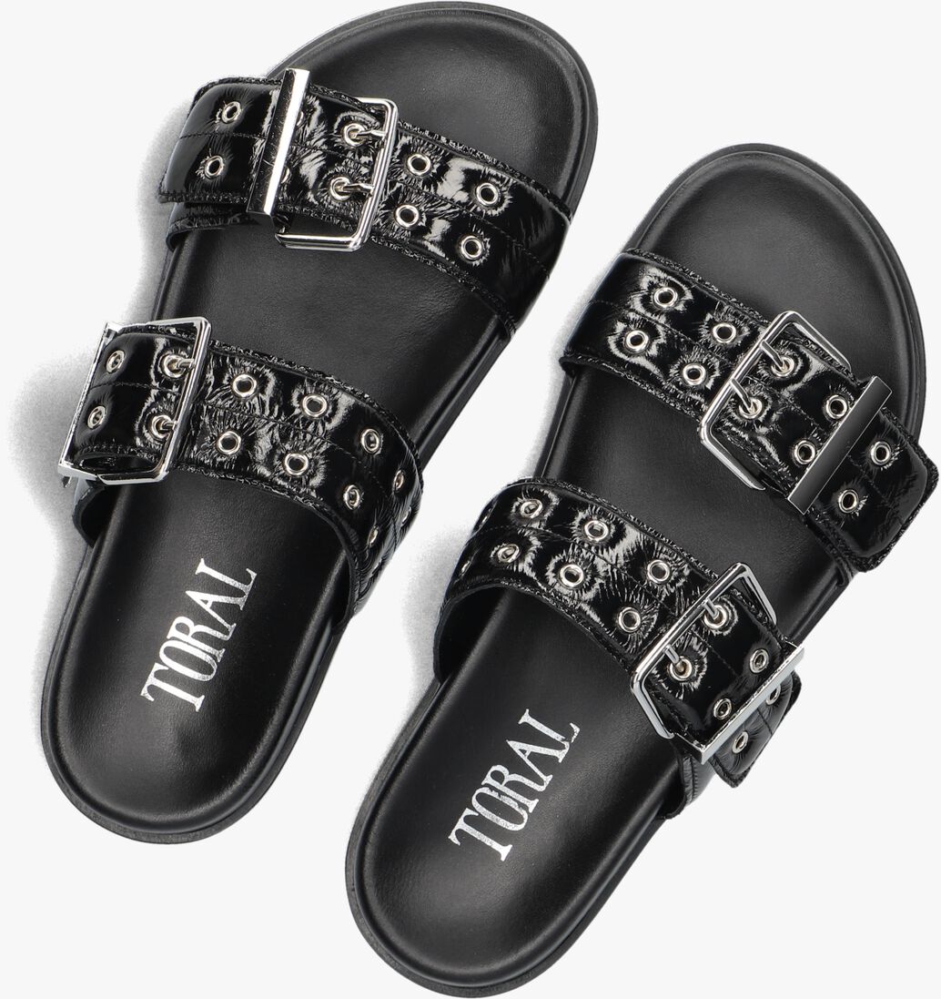 zwarte toral slippers ares