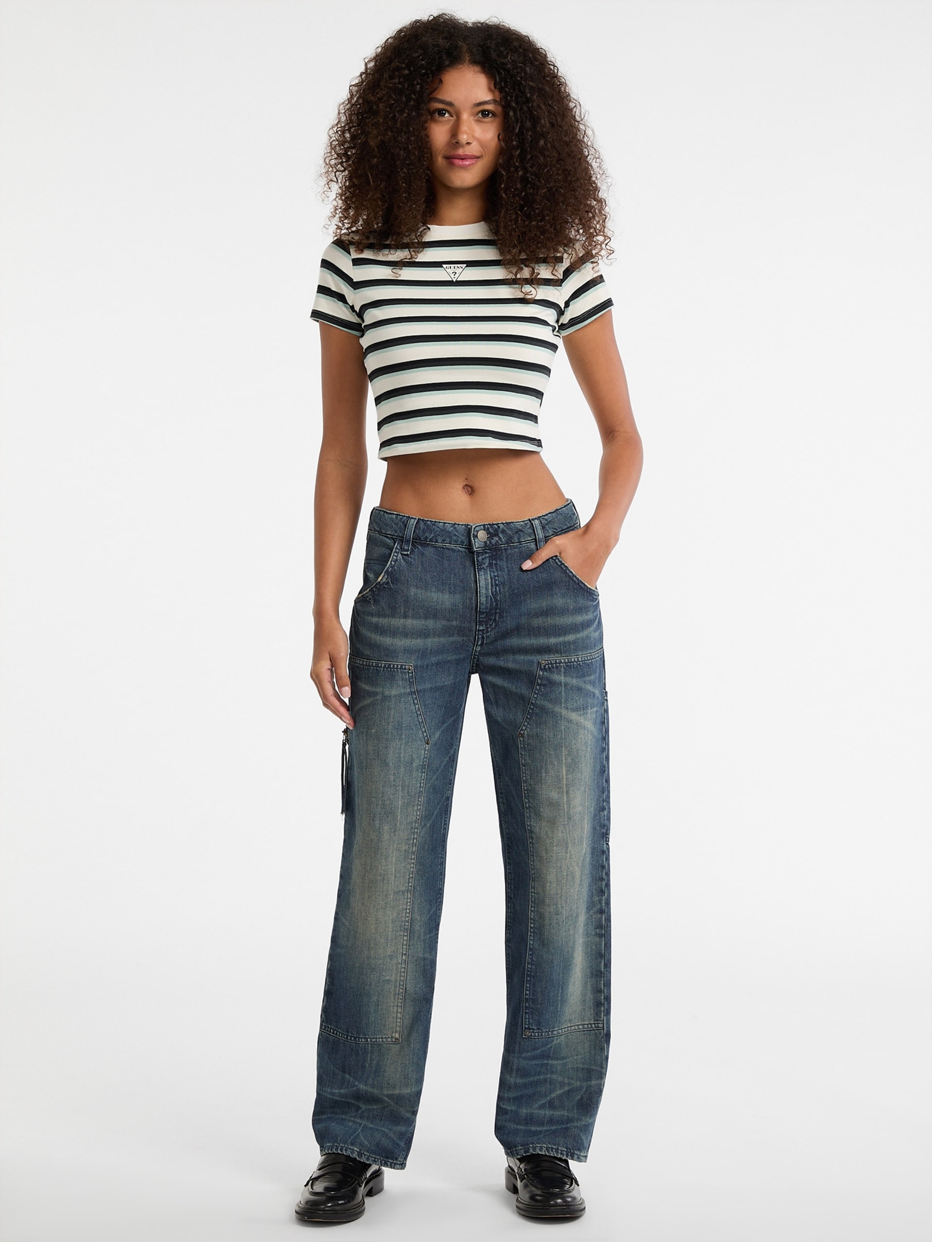 Camiseta infantil listrada Eco GUESS Originals Core