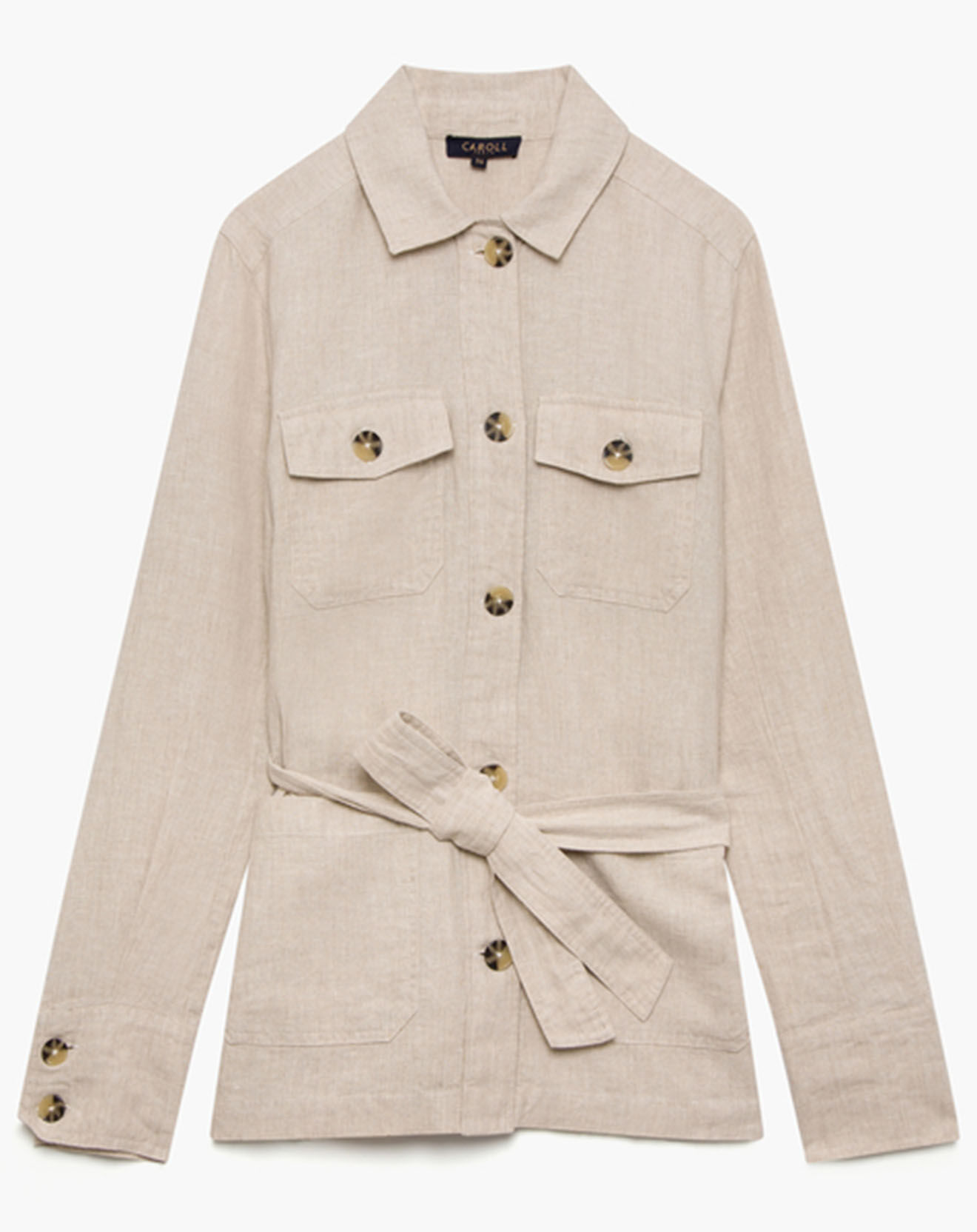 Caroll Veste saharienne 100% Lin Soda B argile