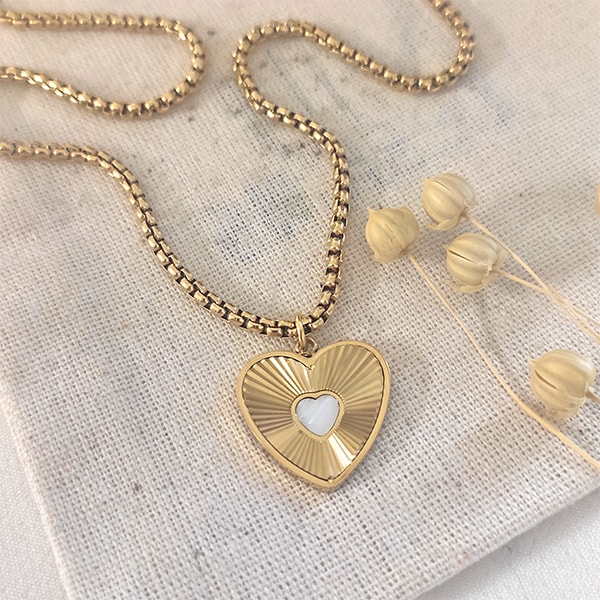Collier - Laiton plaqué or & acier inoxydable