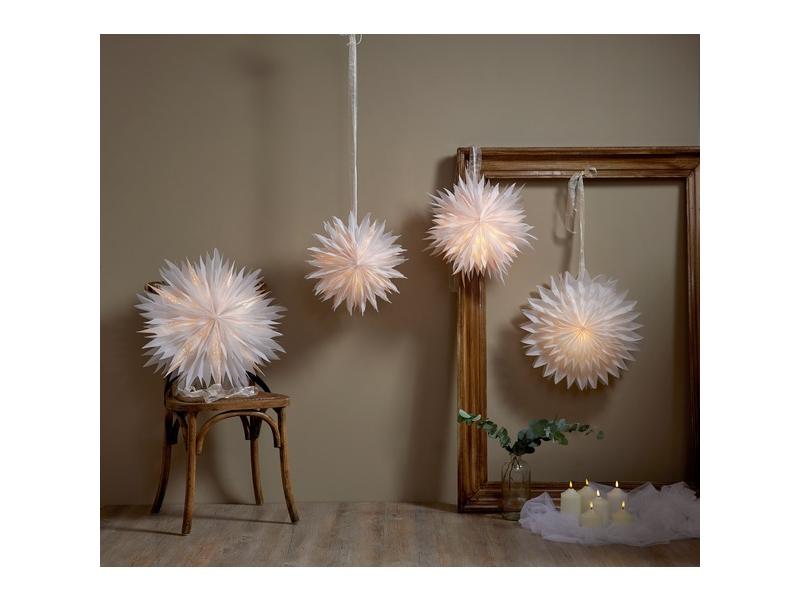 Star Trading Papierstern Dis, Weiss, Ø 45 cm LED Weihnachtsdekoration