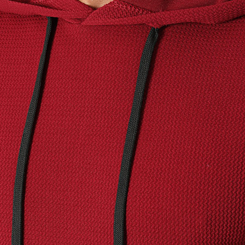 Tee Shirt Capuche Texturé Waffle 0584 Bordeaux