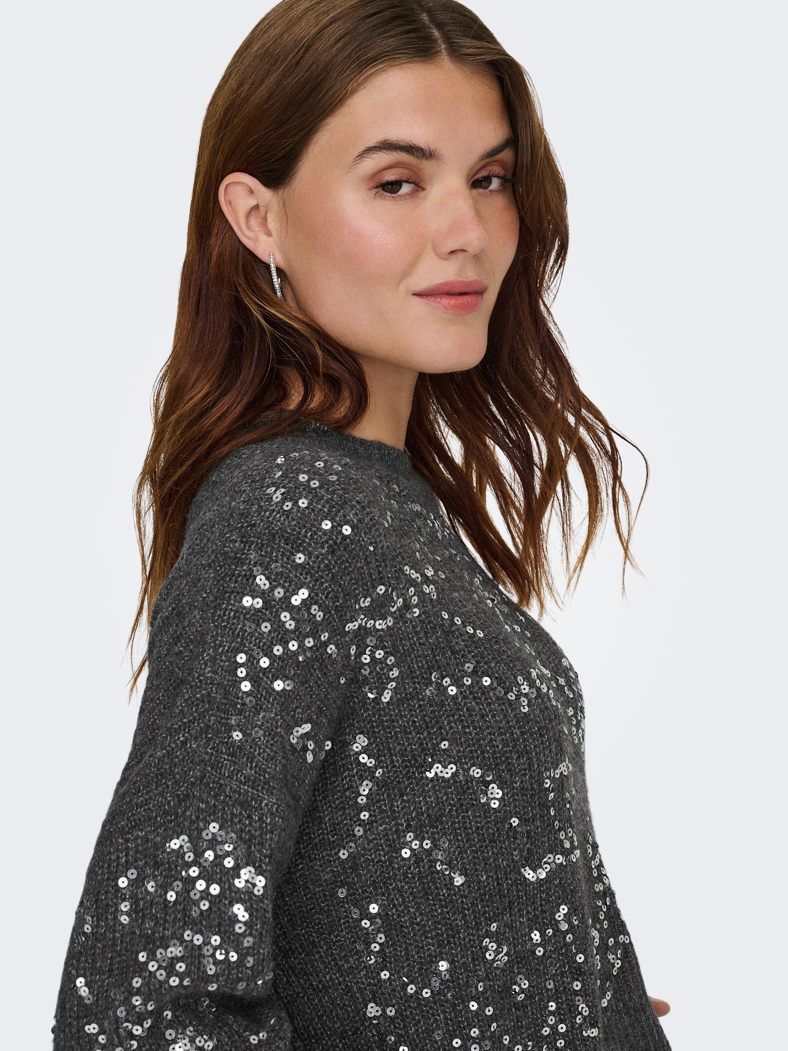 ONLY Rundhalspullover »ONLALTA LS SEQUIN O-NECK KNT«