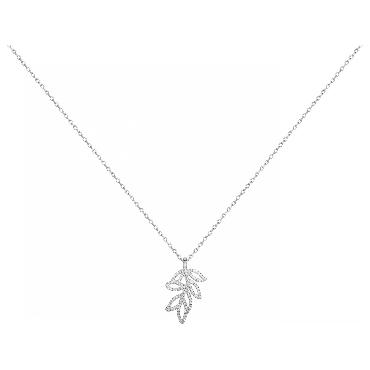 Collier mono-motif en Argent avec oxyde de zirconium blanc