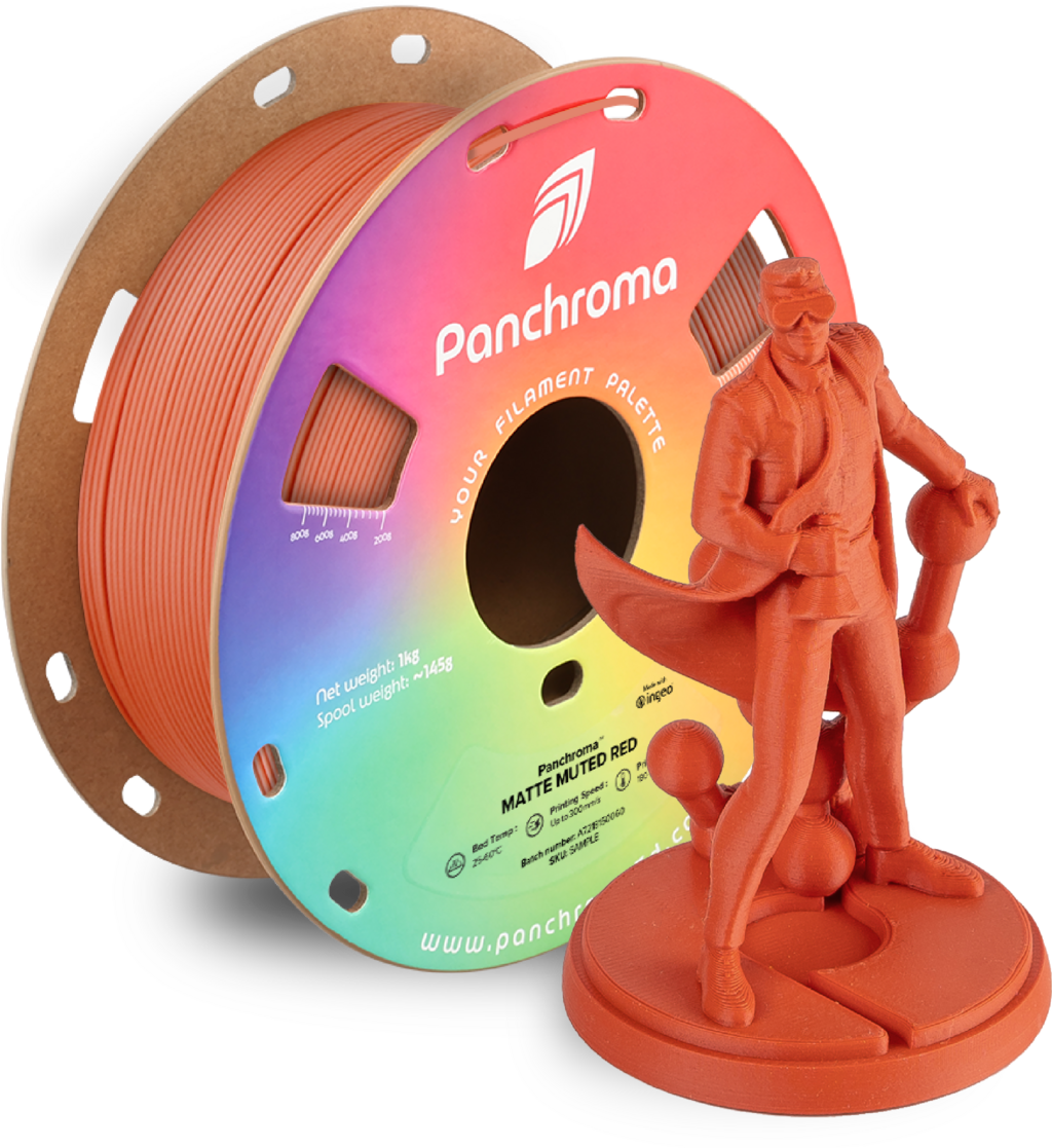Polymaker  Panchroma™ PLA Matte Muted Red, 1,75 mm / 1000 g    Matte Eleganz in Army Muted Red