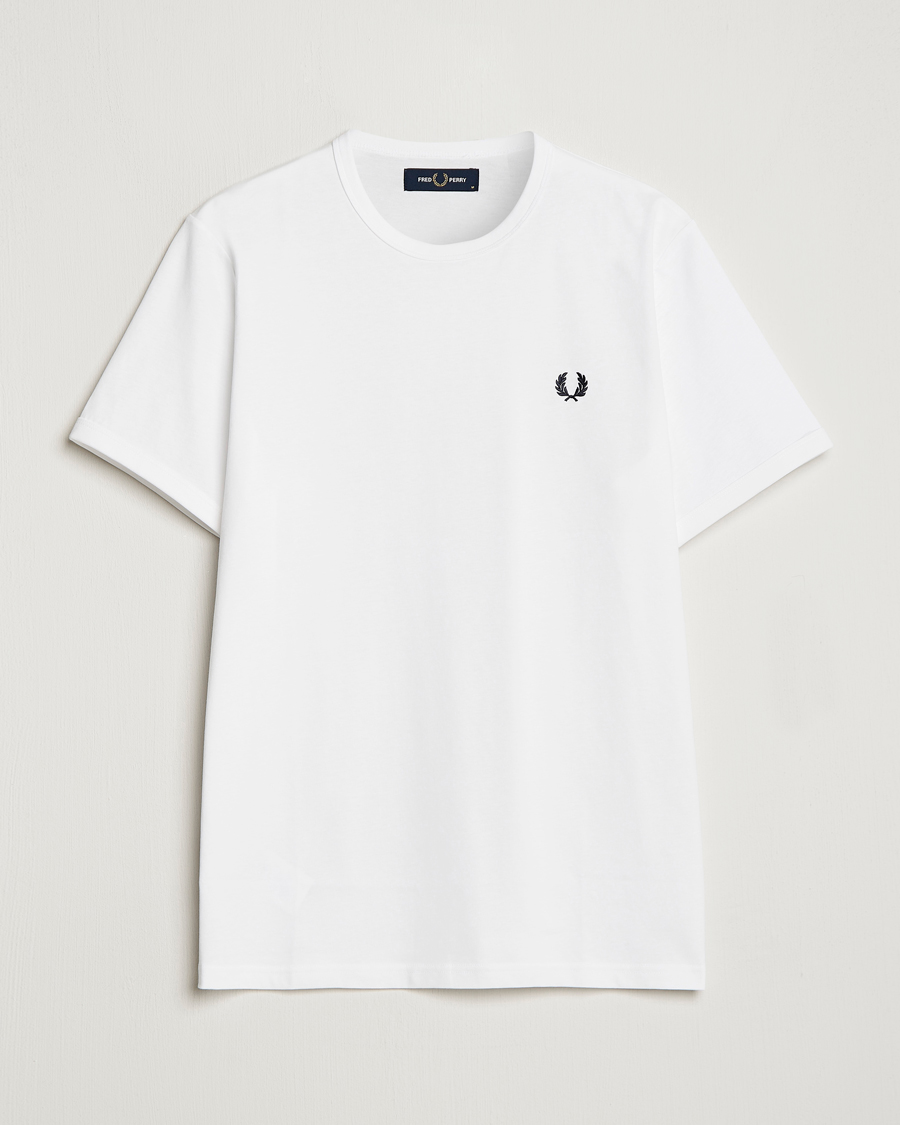 Fred Perry Ringer Crew Neck Tee White