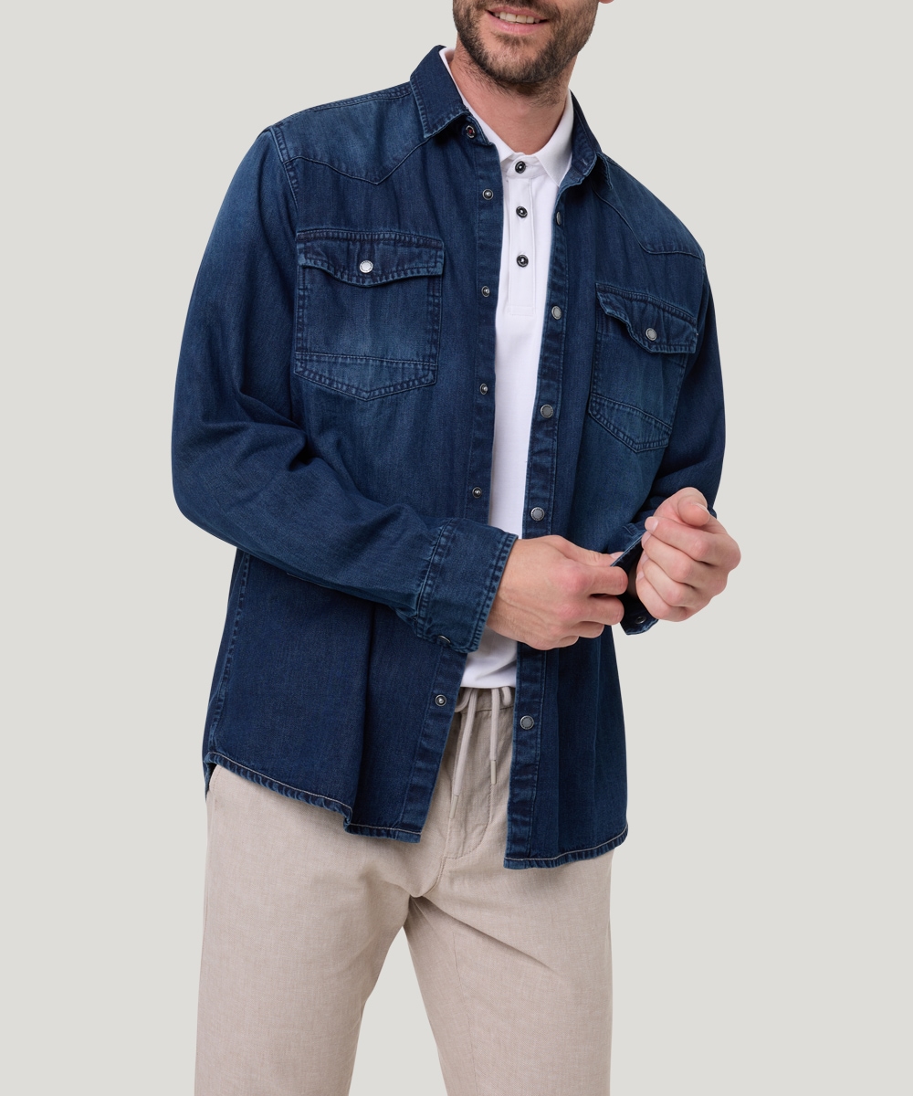 Pioneer Authentic Jeans Jeanshemd , mit Brusttaschen, in blauer Waschung