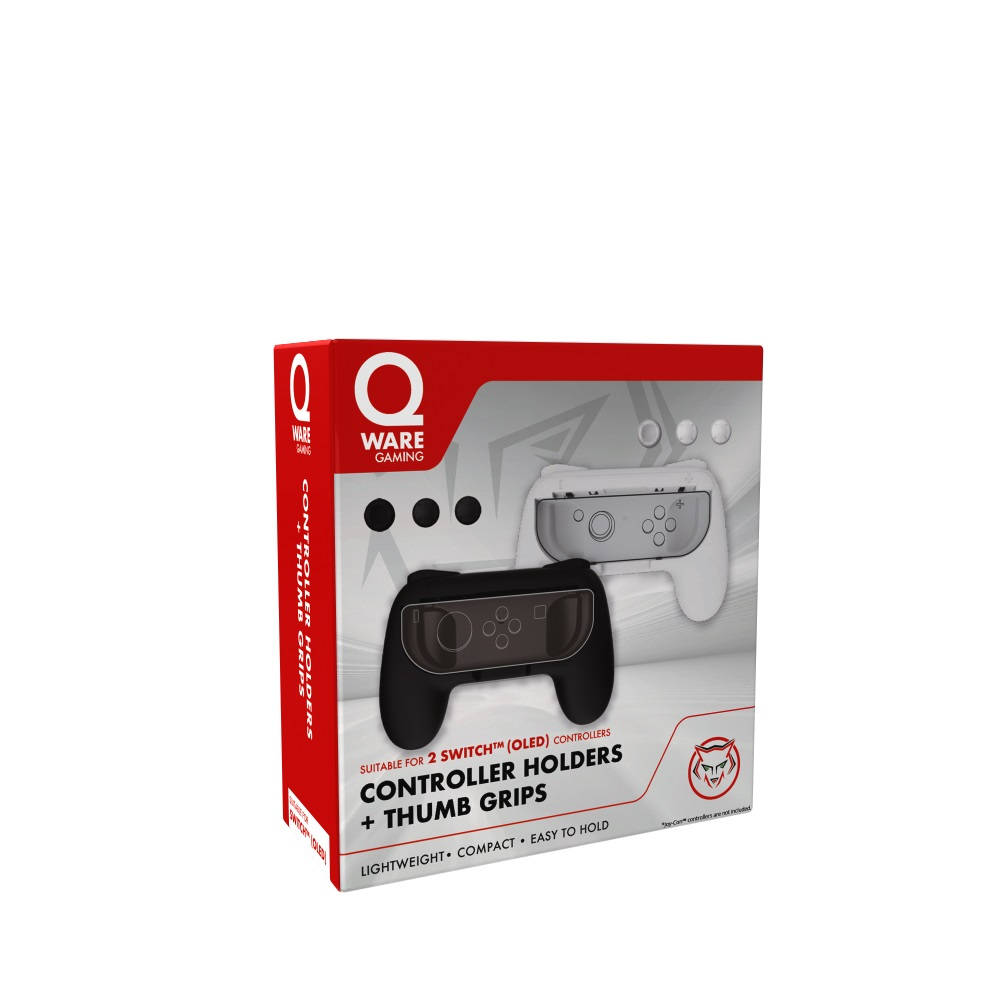 Qware Gaming gripset met thumbgrips - zwart/wit