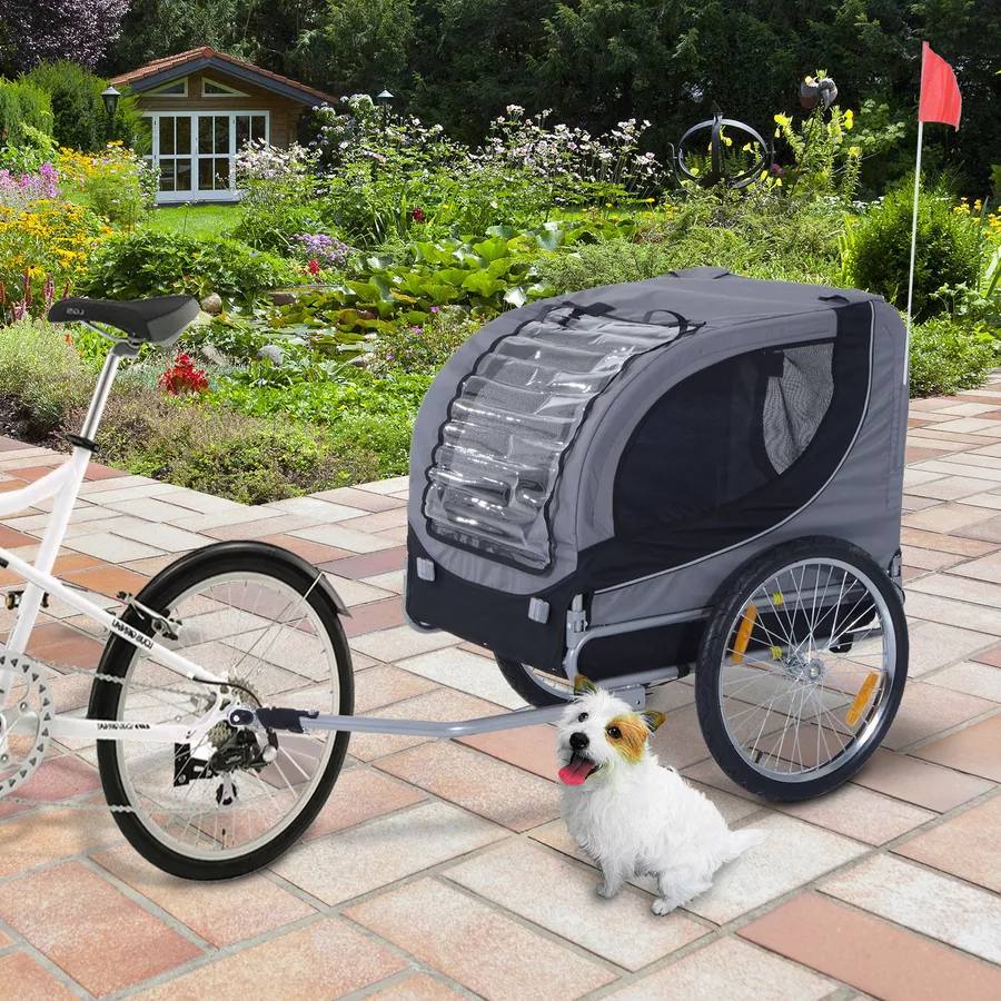 PawHut Fahrradanhänger für Hunde grau